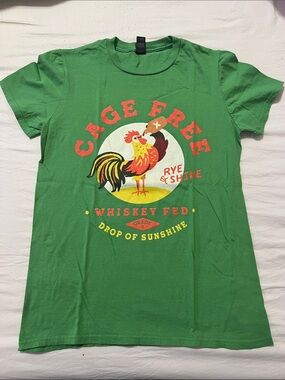 Green "Cage Free" Rooster Graphic Tee